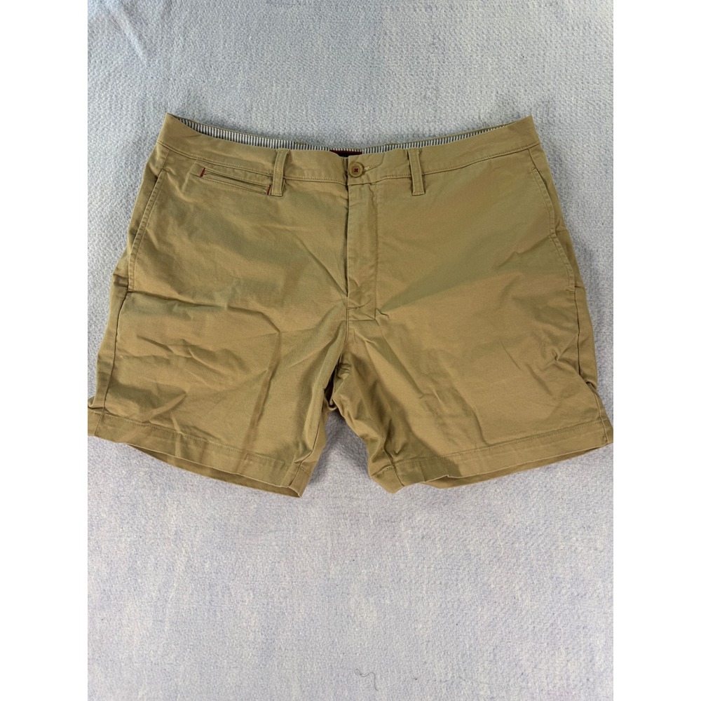 UNTUCKit Mens Chino Shorts Tan Khaki Flat Front Cotton Stretch Size 38